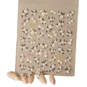 3D-geprägte Blumen-Nagelaufkleber mit bunten Frangipani-Designs und selbstklebender Rückseite
