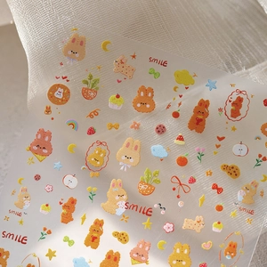 Adesivi Per Unghie Coniglio Cartone Animato Stile Graffiti Carino Decalcomanie Adesive Ultrasottili Motivi Animali