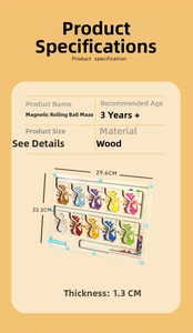 Detailed size specifications of the wooden magnetic color and counting maze puzzle toy