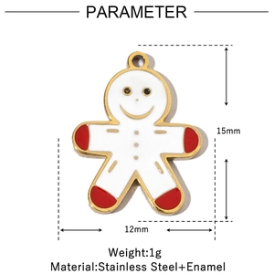 Detailed dimensions of gingerbread man enamel pendant in stainless steel for DIY jewelry