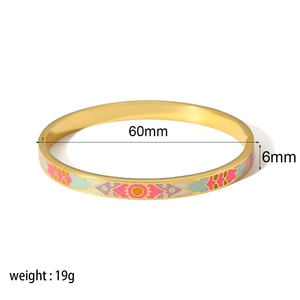 Detail showing 6mm wide 18k gold plated enamel bangle with 60mm inner diameter