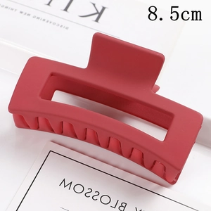 Matte Red Rectangular Hair Claw Clip Simple Updo Hair Catch 8.5cm Daily Hair Accessories