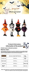 Set di 4 peluche di Halloween con personaggi di zucca fantasma gatto nero e strega