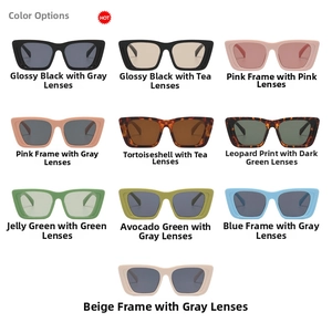Grid view of vintage square cat eye sunglasses in ten assorted frame and lens colors