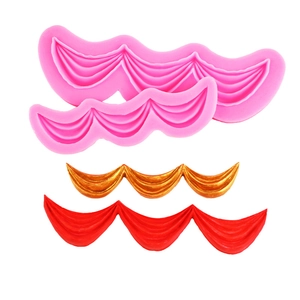Molde de silicona con drapeado de cortina para bordes de pasteles y chocolate DIY