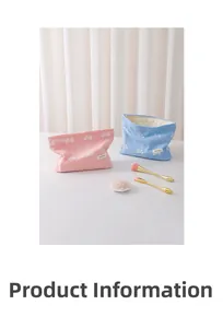 Dettaglio delle borse cosmetiche trapuntate con fiocchi bianchi in rosa e azzurro