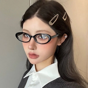 Retro Oval Eyeglasses Frames Anti Blue Light PC Frame AC Lens Decorative Vintage Small Frame Eyewear For Adult