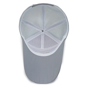 Breathable light grey mesh baseball cap featuring quick-dry fabric and a long sun visor