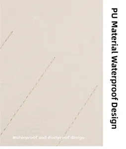 Detail of waterproof PU leather makeup brush bag with lychee texture and stitching