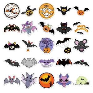 Waterproof Halloween stickers set with cartoon pumpkin bat and ghost designs
