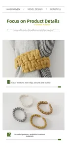 Detail of hand woven cotton linen curtain tiebacks with thick braided texture and multi-color
