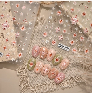 Nahaufnahme der TS4214 Weihnachts-Nagelaufkleber mit Schneemann- und Lebkuchen-Prägedetails