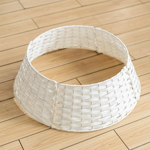 White woven wicker Christmas tree collar base for Nordic style holiday home decoration
