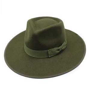 British style dark green wool felt fedora hat with grosgrain ribbon and bound edge