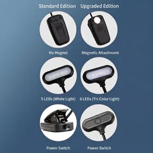 Adjustable LED clip-on desk lamp with flexible neck and strong magnetic base for reading