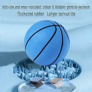 Elastic blue and black striped rubber basketball with thickened 3mm durable material
