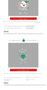 Detail view of PVC static Christmas window stickers with snowman and tree patterns