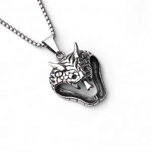 Vintage Punk Snake Head Skull Pendant Necklace For Men Stainless Steel Chain Gothic Animal Alloy Necklace Party Jewelry