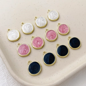 Enamel Round Disk Charms Alloy Metal Marble Pattern DIY Jewelry Making Findings For Necklace Bracelet Earrings Accessories