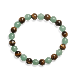 Bracelet perles 8mm en oeil de tigre et aventurine verte élastique pour femmes hommes