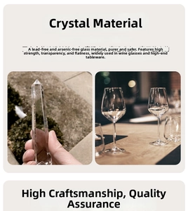Detail of lead-free crystal glass with high transparency for high-end tableware and decor