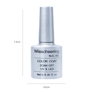 Vernis semi-permanent à paillettes argentées 8ml UV LED avec dimensions sur fond blanc