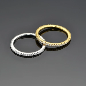Elegant 925 sterling silver eternity rings in gold and silver finish with sparkling zircons