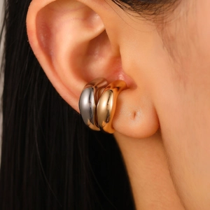 Set de pendientes de clip tipo C en color oro y plata sin necesidad de agujero