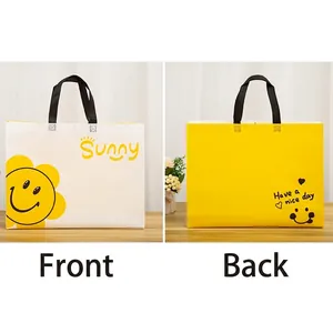 Reusable non-woven shopping bag featuring sunflower print and Sunny slogan design