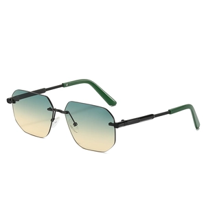 Retro Rimless Square Sunglasses For Women Men Metal Frame Gradient PC Lens UV400 Protection Fashion Travel Streetwear