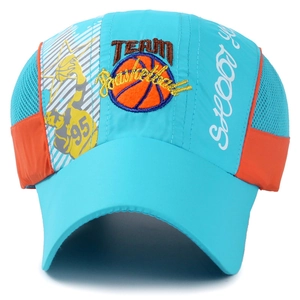 Sky blue mesh basketball cap with Team embroidery and breathable side panels