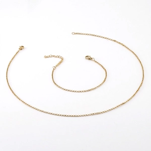 Minimalist Rolo Chain Necklace Bracelet Titanium Steel 18K Gold Plated Geometric Fashion Jewelry For Women Men Simple