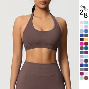Ensemble Yoga Sans Couture Femme Brassière Dos Nu Et Leggings Taille Haute Côtelé