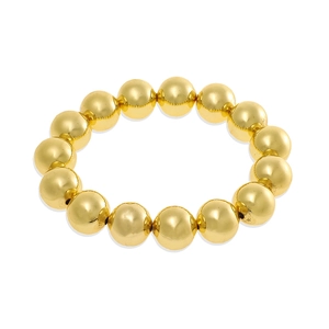 Bracciale da donna con sfere dorate lucide con perle metalliche ad alta brillantezza