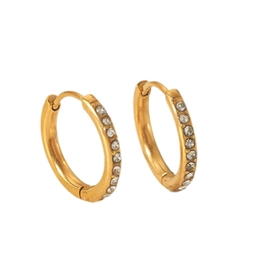 18k gold plated stainless steel hoop earrings for women with sparkling cubic zirconia stones