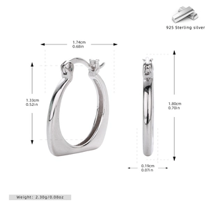 Dimensions détaillées des boucles d'oreilles en argent 925 avec hauteur de 1,80 cm et poids