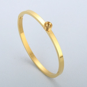 Bracciale Rigido In Acciaio Inossidabile Placcato Oro Aperto Vassoio Tondo Base Per Creazione Di Gioielli DIY Per Donne