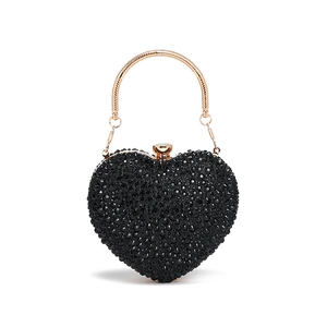 Heart Shaped Rhinestone Evening Bag Mini PU Leather Shoulder Crossbody Handbag For Women Party Wedding Luxury