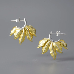 Creativi Orecchini Pendenti in Argento Sterling 925 a Forma di Foglia per Donna Stile Mori Foglia di Ginkgo Gioielli Oro Argento