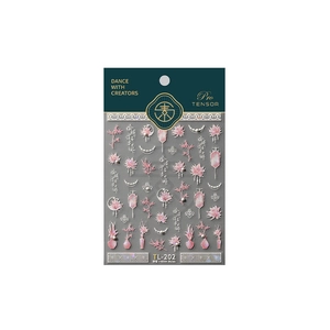 New Chinese style nail stickers with zen floral motifs and calligraphy art stickers