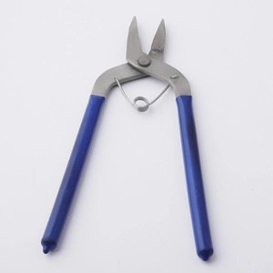 Blue handle stainless steel jewelry pliers with spring return for DIY metal bending