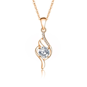 Classic 1 carat moissanite pendant necklace in rose gold over s925 silver