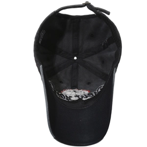 Black cotton baseball cap with New York embroidery and adjustable metal buckle
