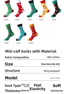Detailed view of soft cotton Christmas crew socks featuring festive jacquard knit texture
