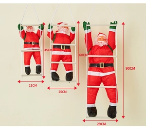 Three sizes of Santa Claus climbing ladder decorations in 45cm, 60cm, and 90cm height options
