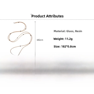 Detailed size specifications for 182cm glass and resin beaded necklace with weights