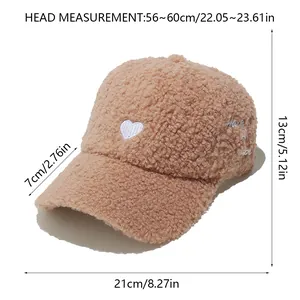 Size guide for heart embroidered fleece baseball cap with head circumference of 56-60cm