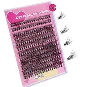 DIY Nature heat-melted D-curl segmented eyelashes mixed pack 10-16mm in 30 clusters