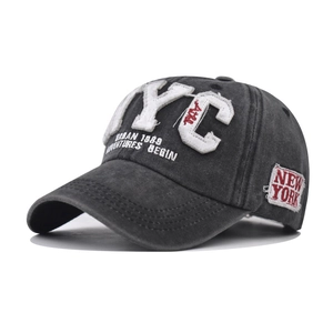 Casquette De Baseball En Coton Lavé Vintage Broderie Lettres NYC Streetwear Rétro Ajustable Unisexe