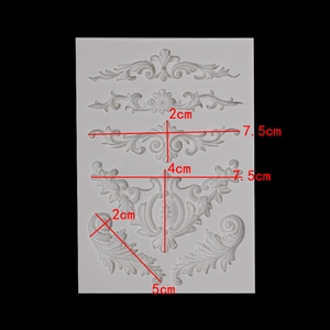 Detailed size dimensions of baroque relief silicone mold for fondant and cake border decor